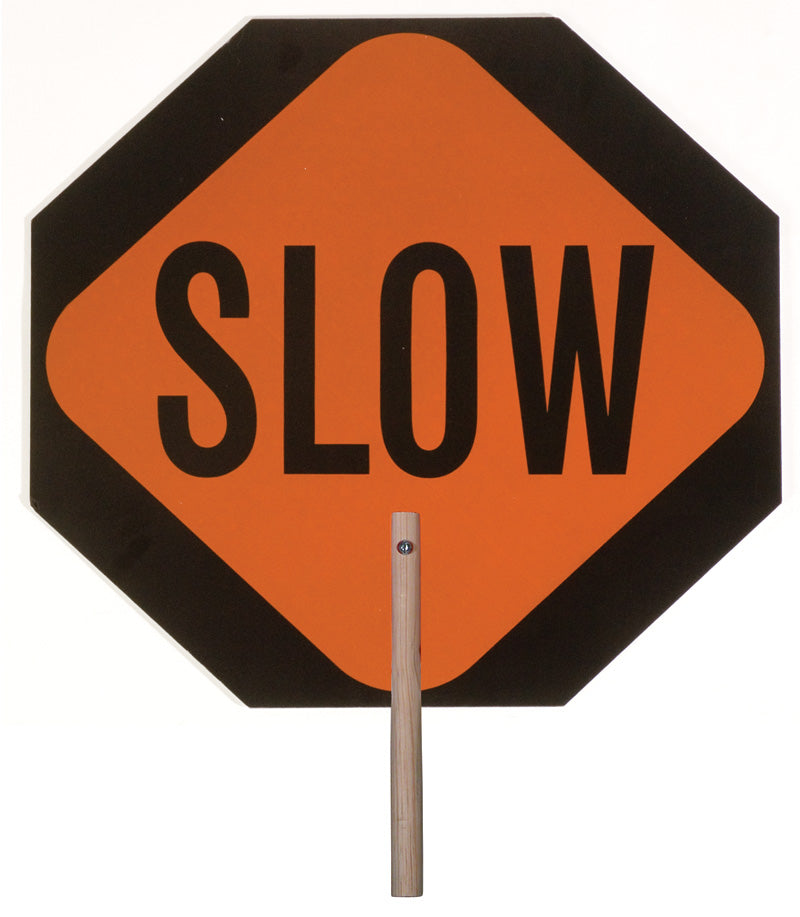 Paddle Signs, Stop Sign, Slow Sign - 18" Hardboard, Plastic, Aluminum
